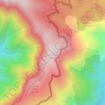 Carte topographique Testa d'Alpe, altitude, relief