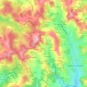 Carte topographique Le Ratz Bas, altitude, relief