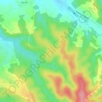 Carte topographique Bricco Rotondo, altitude, relief