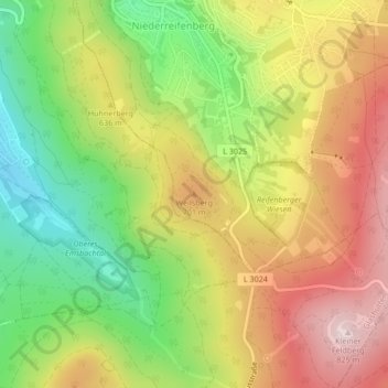 Carte topographique Weilsberg, altitude, relief