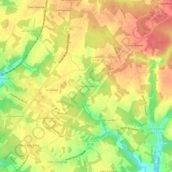 Carte topographique Chez Thoreau, altitude, relief