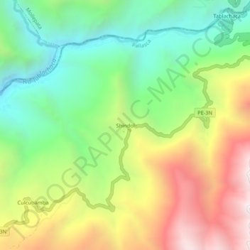 Carte topographique Shindol, altitude, relief