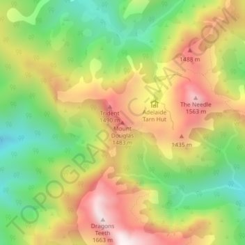 Carte topographique Mt. Douglas, altitude, relief