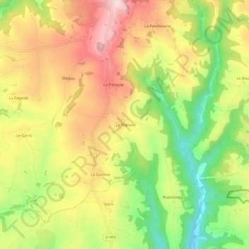 Carte topographique Le Théron, altitude, relief