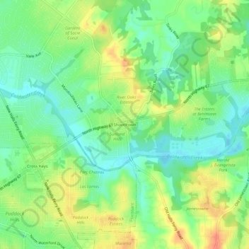 Carte topographique Shoveltown, altitude, relief