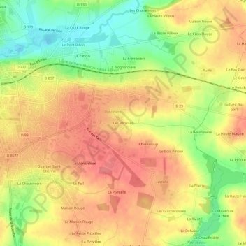 Carte topographique Les Pérrines, altitude, relief