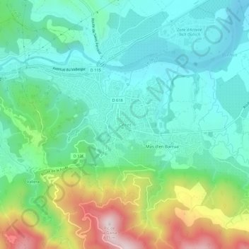 Carte topographique Céret, altitude, relief