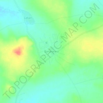 Carte topographique Banankoro, altitude, relief