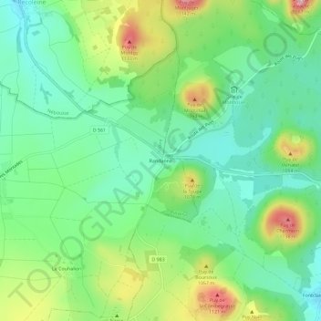 Carte topographique Randanne, altitude, relief