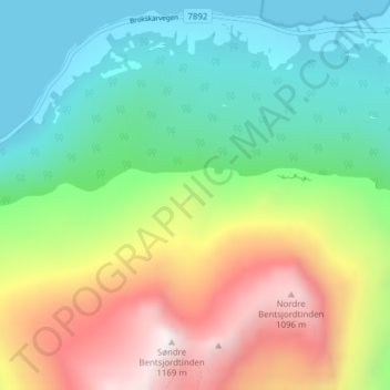 Carte topographique Rundhaugen, altitude, relief