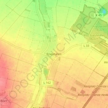 Carte topographique Friesheim, altitude, relief