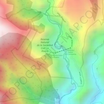 Carte topographique Cañón del Rio Combeima, altitude, relief