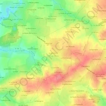 Carte topographique La Mindière, altitude, relief