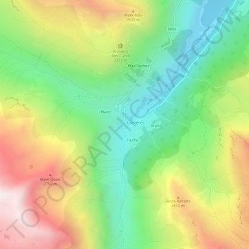 Carte topographique Surier, altitude, relief