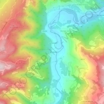 Carte topographique Ponte Levice, altitude, relief