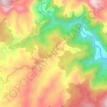 Carte topographique Bordoli, altitude, relief