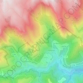 Carte topographique Les Plots, altitude, relief