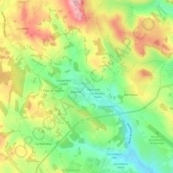 Carte topographique Le Claux, altitude, relief