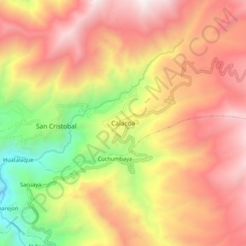 Carte topographique Calacoa, altitude, relief