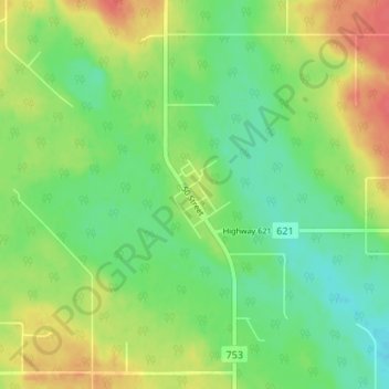 Carte topographique Cynthia, altitude, relief