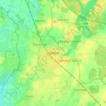 Carte topographique Nortorf, altitude, relief