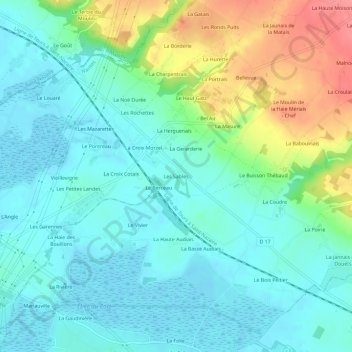 Carte topographique Les Sables, altitude, relief