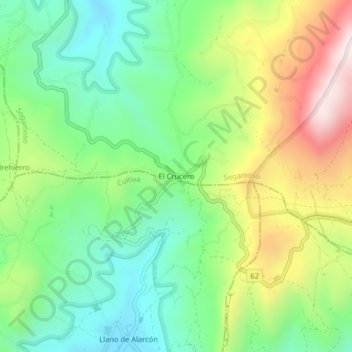Carte topographique El Crucero, altitude, relief