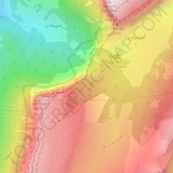 Carte topographique Grand Glacier, altitude, relief