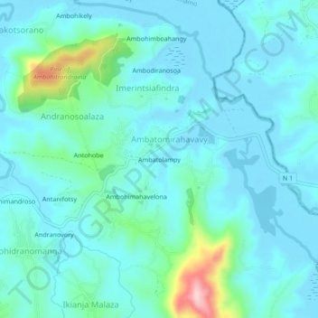 Carte topographique Ambatolampy, altitude, relief