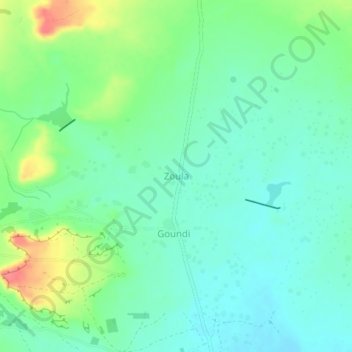 Carte topographique Zoula, altitude, relief