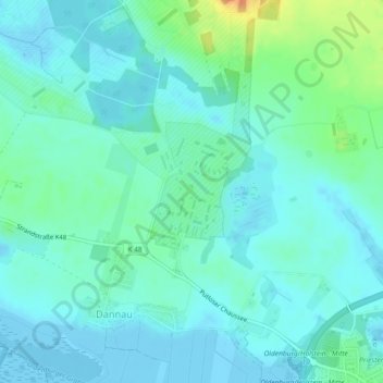 Carte topographique Putlos, altitude, relief