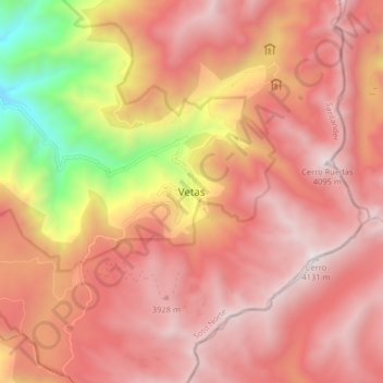 Carte topographique Vetas, altitude, relief