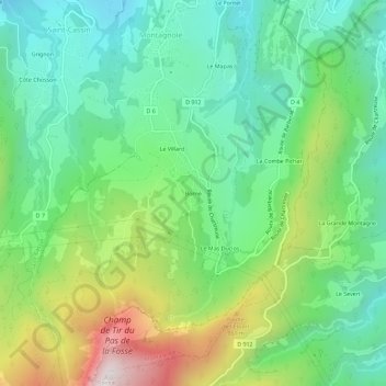 Carte topographique Borné, altitude, relief