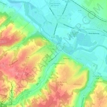 Carte topographique Les Bernardines, altitude, relief