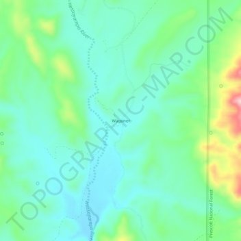 Carte topographique Wagoner, altitude, relief