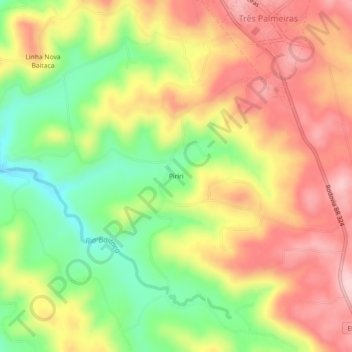 Carte topographique Piriri, altitude, relief