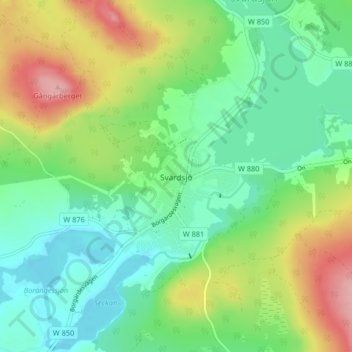 Carte topographique Svärdsjö, altitude, relief