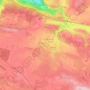 Carte topographique La Daugue, altitude, relief