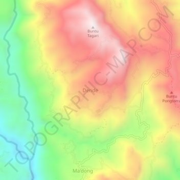 Carte topographique Dende, altitude, relief