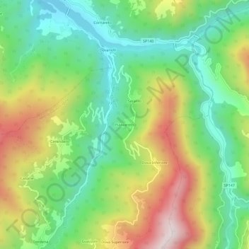 Carte topographique Piancereto, altitude, relief