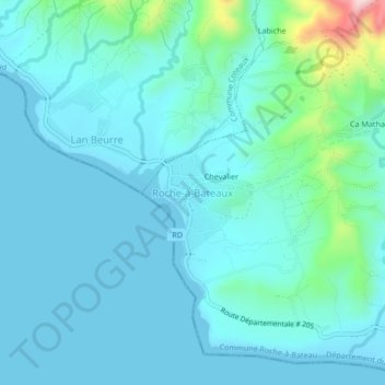 Carte topographique Roche à Bateau, altitude, relief