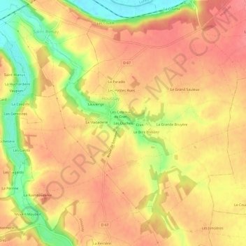 Carte topographique Les Ouches, altitude, relief