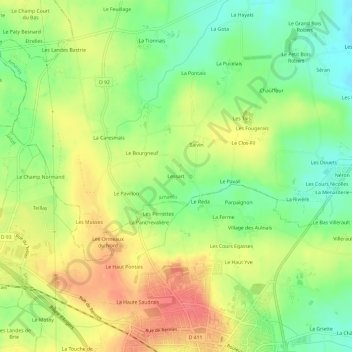 Carte topographique Lessart, altitude, relief