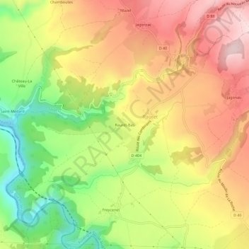 Carte topographique Rauret-Bas, altitude, relief