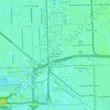 Carte topographique Carley's Mobile Home Park, altitude, relief