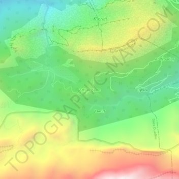 Carte topographique Ath Argane, altitude, relief