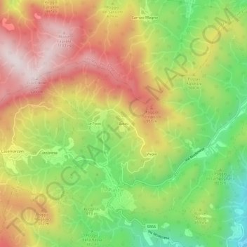 Carte topographique Botro, altitude, relief