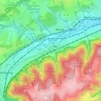 Carte topographique Am Hagebölling, altitude, relief