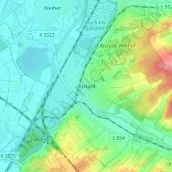 Carte topographique Ubstadt, altitude, relief