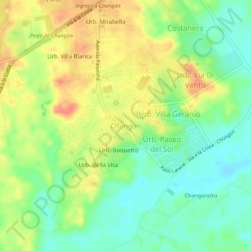 Carte topographique Chongón, altitude, relief